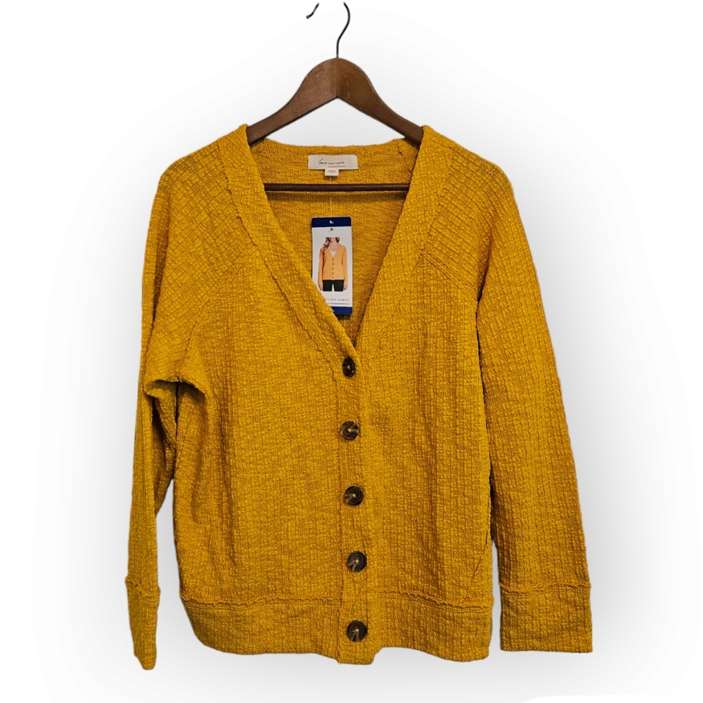 Two by Vince Camuto Yellow Knit Cardigan Large NWT